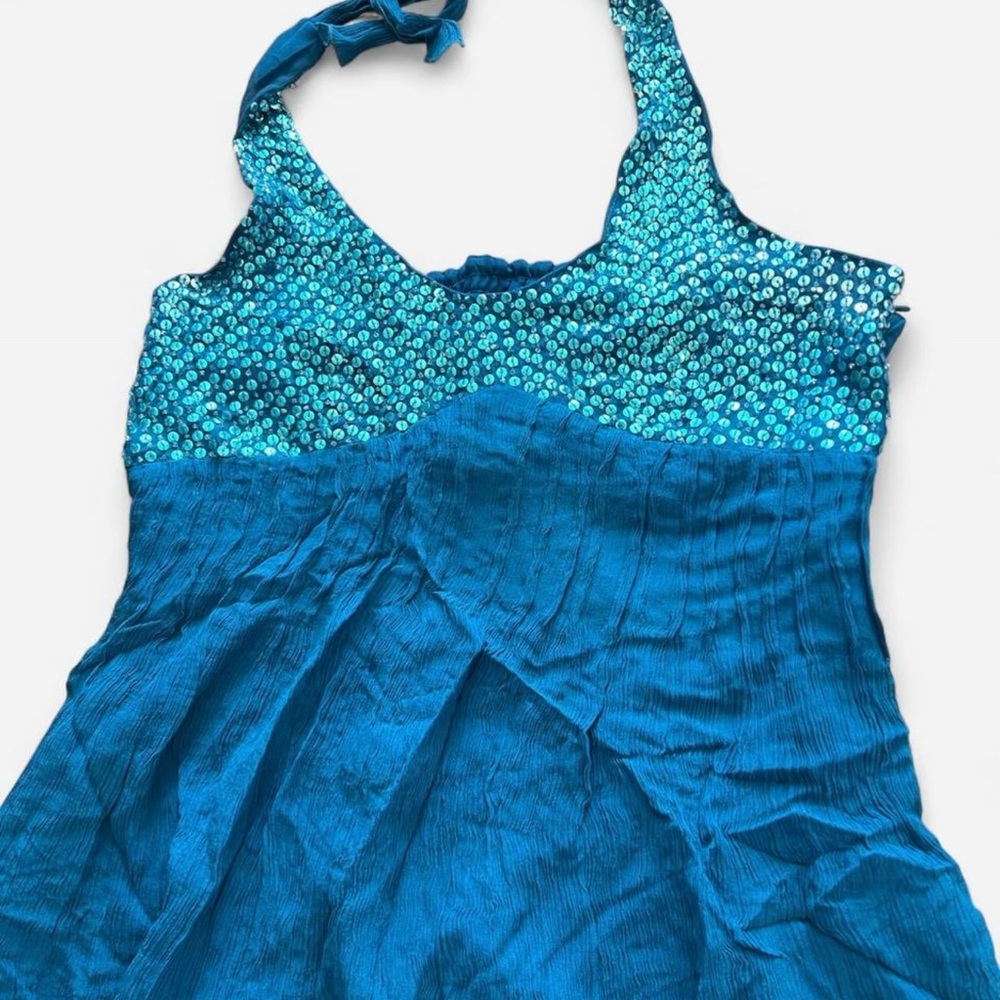 Halter beaded silk top